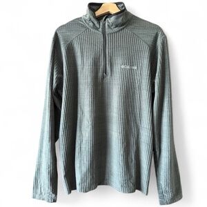 Columbia Men's Quarter Zip Textured Nubby Gray Sweater LARGE